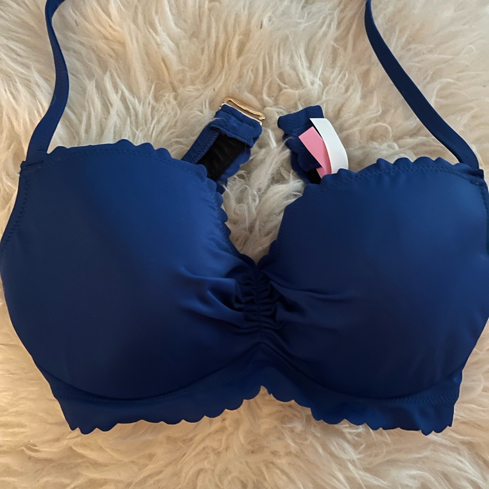 Victoria’s Secret The Getaway Scallop Bikini Top 36C Royal Blue